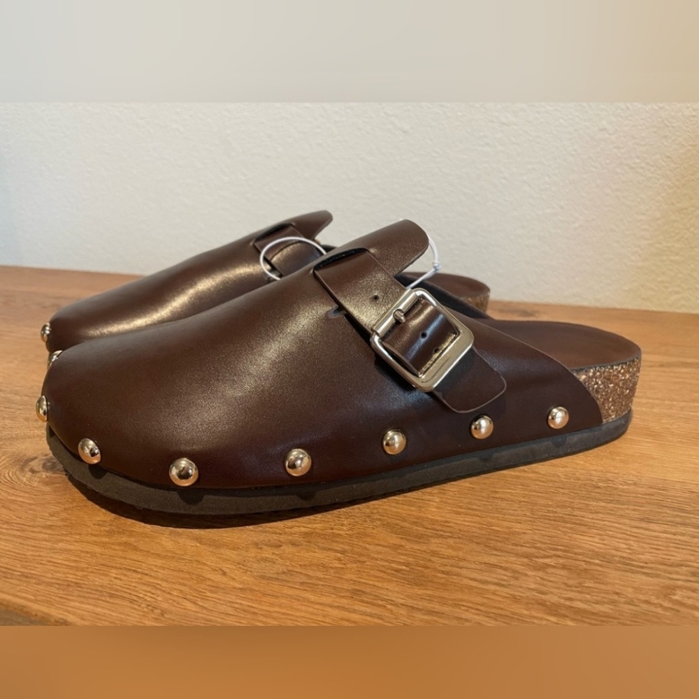 Universal Thread Dark Brown Leather Clogs - image 2